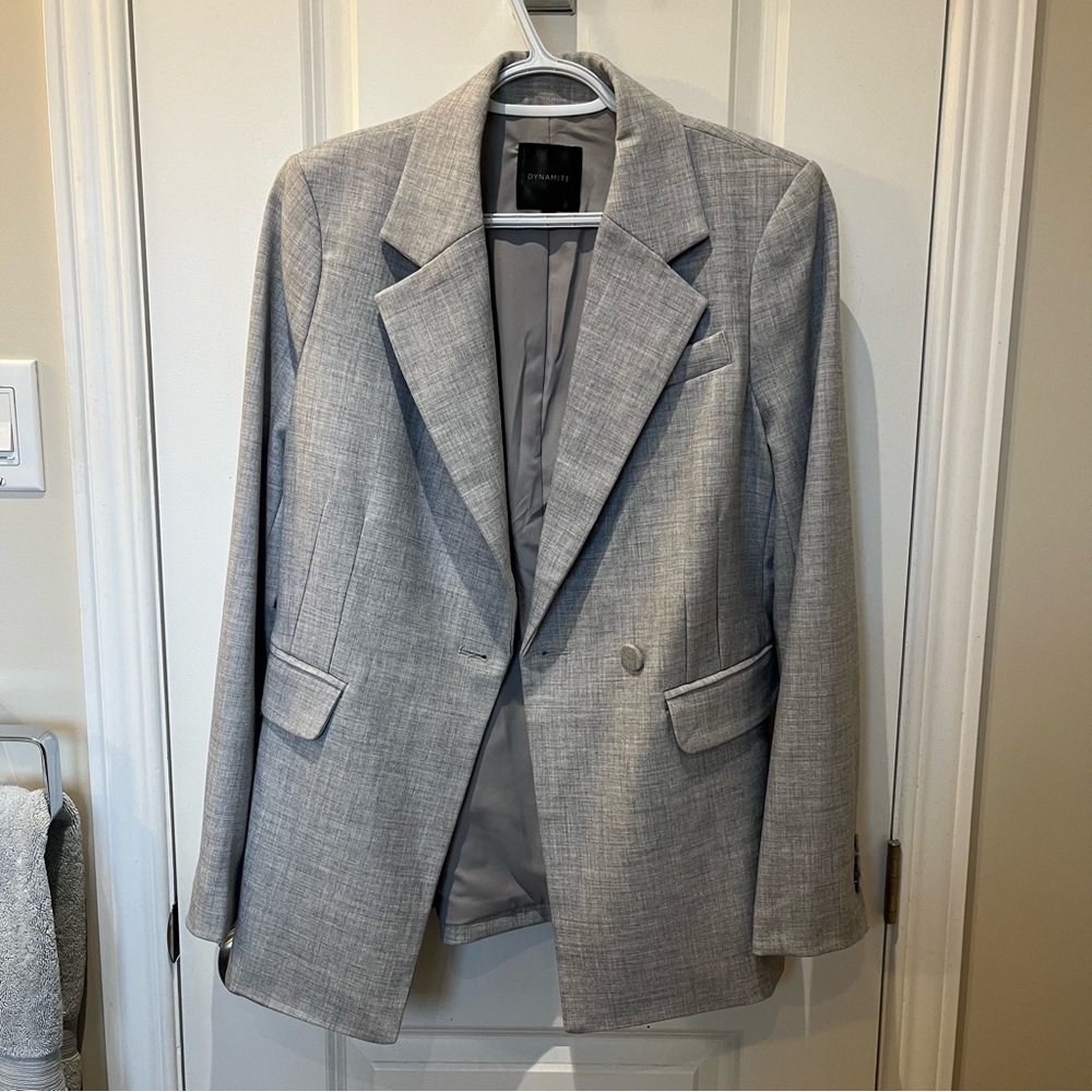 Dynamite Light Gray Single-Breasted Blazer